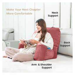Kwality Dreams Reading Pillow, Bed Rest Pillow with Support Arms, Perfect Back Support, King Size - Rose Gold image 2