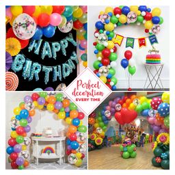 Zyozi  Assorted Color 10 Inches Of Rainbow Metallic Balloons With Confetti & Glue Dot Ribbon Multicolor - Pack of 27 image 4