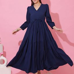 De La Moda Women Crepe Fit & Flare Maxi Dress-image-54