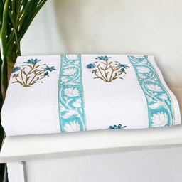 Texstylers Blue & White 1 Printed Cotton 300 GSM Bath Towel-picture-30