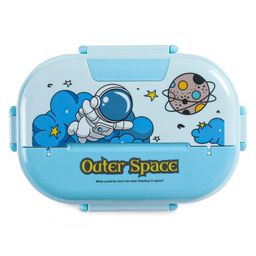 fab n funky Stainless Steel Lunch Box with Outer Space Print - Light Blue image 5
