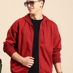 Mast & Harbour Hooded Drop-Shoulder Sleeves Open-Front Sweatshirt-picture-1