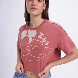 glitchez Mickey Moments Printed Boxy Crop T-shirt-image-38