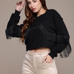 bebe Fringe Detail Crop Sweatshirt-image-90