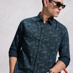WROGN Pure Cotton Geometric Printed Casual Shirt-image-30