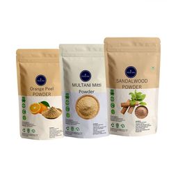 VEDICINE Set Of 3 Orange Peel Multani Mitti Sandalwood Powder For Face Pack-100g Each-13