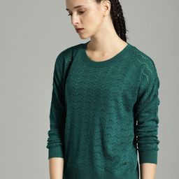 Roadster Women Green Self Design Acrylic Pullover-picture-17