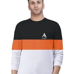 Kroptee Men Colourblocked Round Neck Cotton Sweatshirt-picture-43