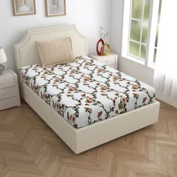 Salona Bichona Pink Floral Printed 180 TC Pure Cotton Single Bedsheet Set 2.20 m x 1.50  m-image-22