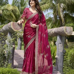The Textile Hub Floral Embroidered Silk Blend Saree-picture-25