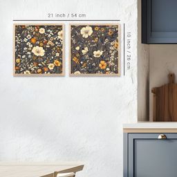 WALLLANE Brown & Grey 2 Pieces Floral Printed Wooden Wall Art image 2