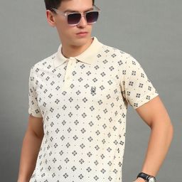 STELVIN Men Moisture Wicking Conversational Printed Polo Collar T-shirt-image-98