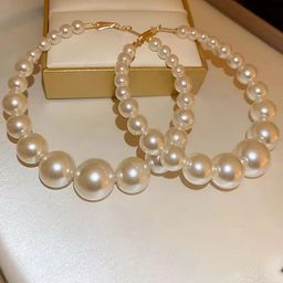 Senshi Silver-Plated Pearls Beaded Circular Shaped Hoop Earrings-image-91