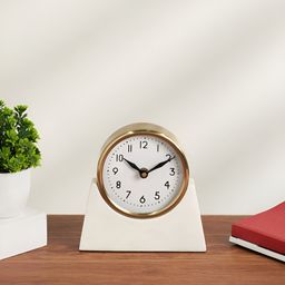 Living scapes by Pantaloons Gold-Toned & White Analogue Contemporary Table Clock-23