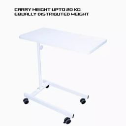 Florix Nation Non-Tilt Over Bed Side Table with Adjustable Height White 20 Kg Load Capacity image 2