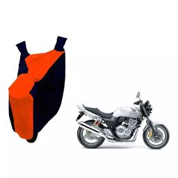 Auto Pearl Waterproof Two Wheeler Cover For Honda CB 400 (Orange & Blue)-image-15