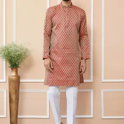 See Designs Ethnic Motifs Woven Design Long Sleeves Regular Straight Kurta & Pyjama-picture-10