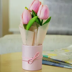 Ekhasa Pink Tulip Artificial Flower With Pot-51