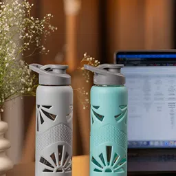 GLASAFE Green & Grey Set of 2 Glass Solid Water Bottle-picture-26