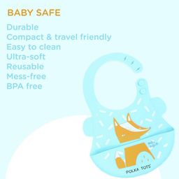 Polka Tots Kids Printed Waterproof Silicone Feeding Bibs-image-54