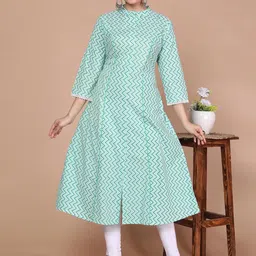 ANTU KURTIES Chevron Printed Pure Cotton A-Line Kurta-picture-51