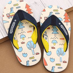 Cute Walk by Babyhug Flip Flops with Dino Print - White-image-22