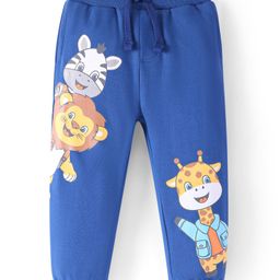 Babyhug Cotton Knit Full Length Lounge Pants With Animals Print - Royal Blue-image-40