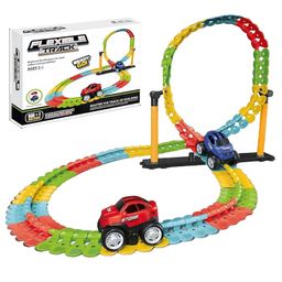 Sanjary 140Pcs Flexible Car Track Racer Toy for Kids Rechargeable Battery Operated Track Racer Set color design may vary-image-36