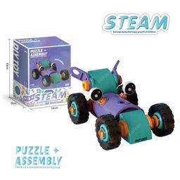 BitFeex Soft Rubber Block Assembly Vehicle Practical Ability Improves Imagination Enhances Creativity Building Blocks for Children Engineering Vehicle Toy DIY Assembled STEM Educational Toy for Toddlers Children-[Assemble]-12