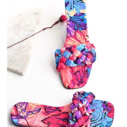 Shoetopia Leaves Designed Sandals - Blue & Pink-image-48