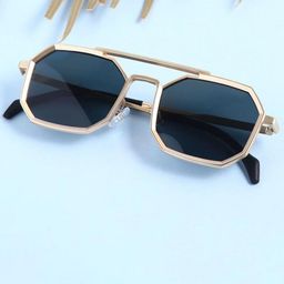 SPADEACES Unisex Black Lens & Gold-Toned Square Sunglasses with-picture-15