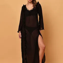 Blissence Sheer Swimwear Cover Up Dress-picture-9