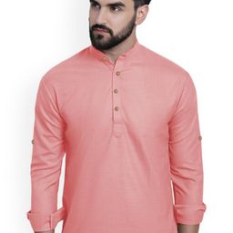 univibe Band Collar Cotton Slim Fit Straight Short Kurta-image-85