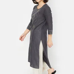 max Floral Embroidered Thread Work Cotton Straight Kurta-48