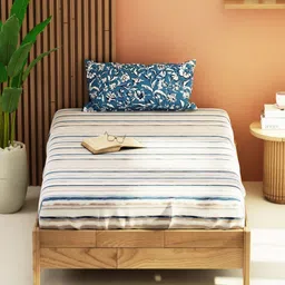 KOPA Grey & White Floral Printed 152 TC Microfiber Single Bedsheet Set 1.50 m x 2.18 m-picture-0