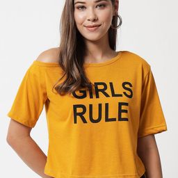Raabta Fashion Women Typographic Print One Shoulder Crop Top-image-55
