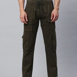 POSHAX Men Mid-Rise Cotton Cargo Trousers-image-51