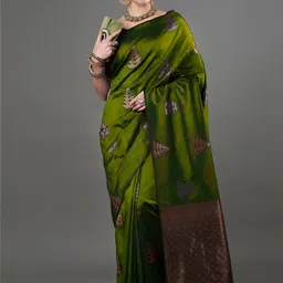 VASTRAHUT Zari Silk Blend Handloom Banarasi Saree-picture-9