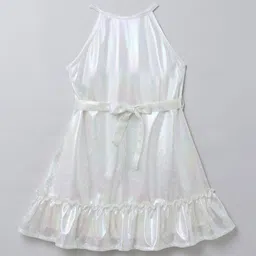 taffykids Girl's Embellished Tie-Ups Details A-Line Above Knee Dress-12