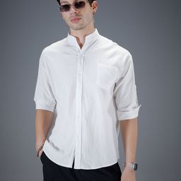SOKO STREET Band Collar Drop Shoulder Relaxed Fit Shirt-image-58