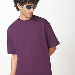Bewakoof Heavy Duty Men Solid Round Neck Cotton Oversized T-shirt-image-88