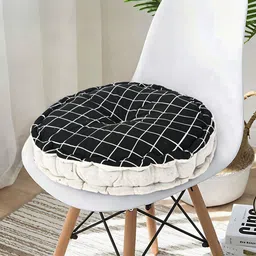 Kuber Industries Set Of 3 Black Printed Sitting Chair Cushion Pads-12