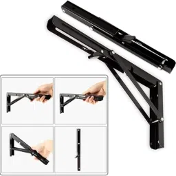 mmtsworld Folding Shelf Brackets-Heavy Duty Metal Collapsible Shelf Bracket 30 Cm Shelf Bracket image 2