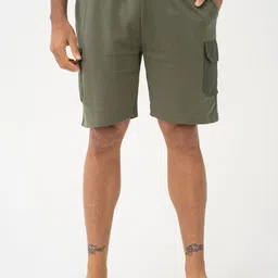 The Pant Project Grover Men Olive Relaxed Fit Cargo Sweatshorts-image-24