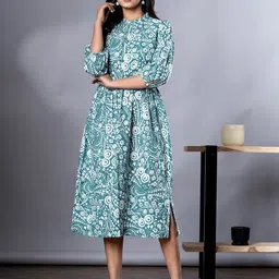 KALINI Print Halter Neck Fit & Flare Maxi Dress-image-95