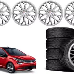 Auto Pearl ViS02 R14 35.56 cm (14 Inch) Press Type Wheel Hubcap with Retention Ring Glossy Black Red Strip Wheel Cover for Tata Altroz XE Petrol (Set of 4)-image-62