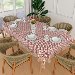 Myntra Elegant Homes Red Barik Check Waterproof 6-Seater 1.52m x 2.3m PVC Table Cover-21
