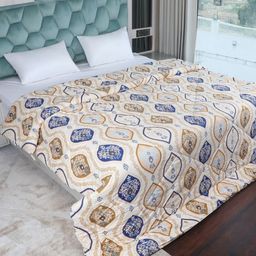 AJISH Mustard & Blue Floral Mild Winter 233 GSM Double Bed Comforter-image-22