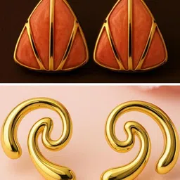 ISHTAARA Gold-Plated Artificial Stones and Beads Stainless Steel Earrings-picture-33