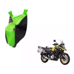 Auto Pearl Waterproof Two Wheeler Cover For Suzuki V-Strom 650 XT (Green & Black)-image-97